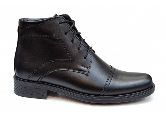 Ghete barbati office elegante din piele naturala cu siret PHROMIN Negru